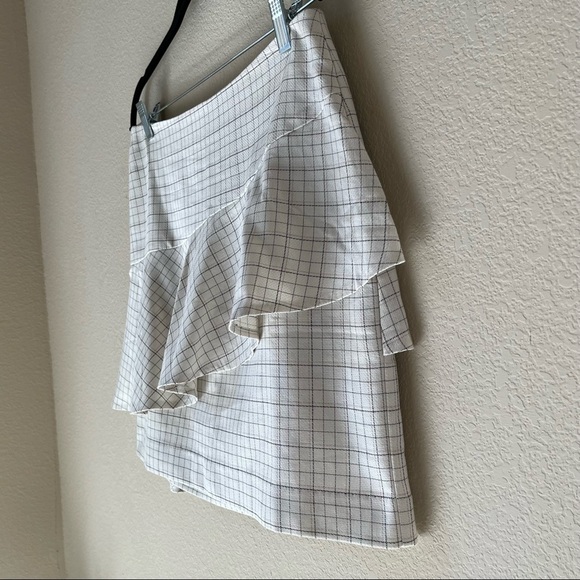 Joie Botan White Plaid Ruffle Tiered Mini Skirt, size 8 - Picture 6 of 16
